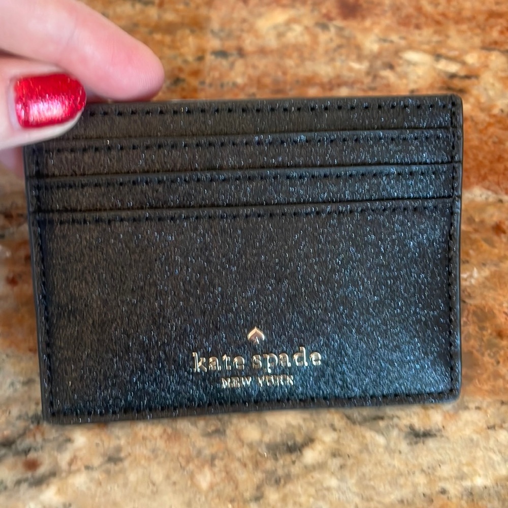 Kate Spade cardholder. Sparkle black. Brand new with box